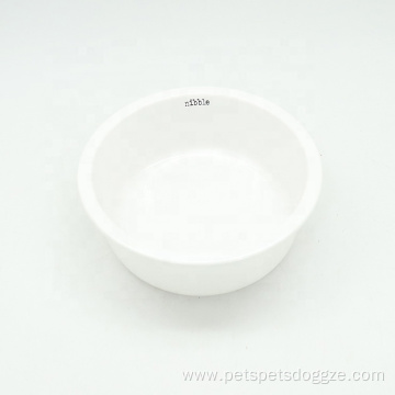 Pet Feeding Bowl White Rounded Ceramic Dog Bowl